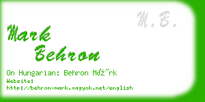 mark behron business card